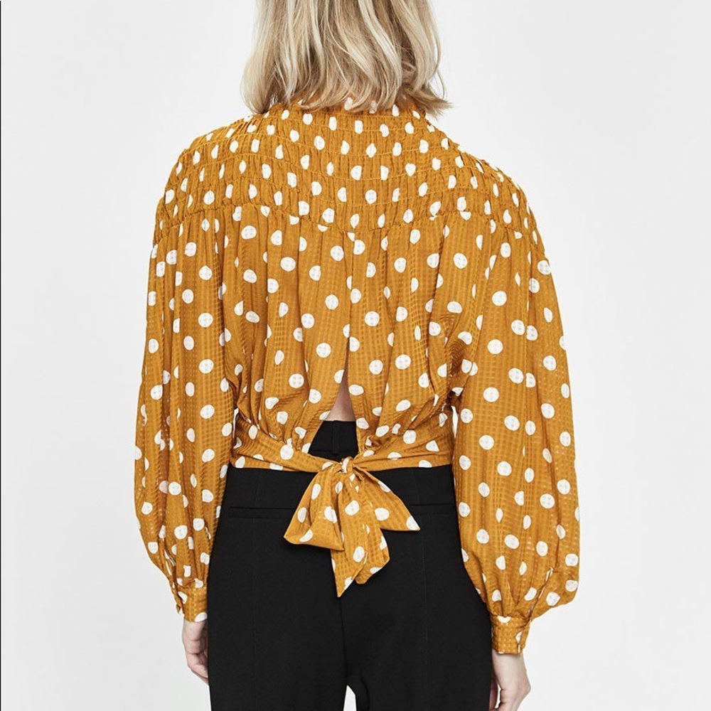 Farrow bow back polka dot blouse